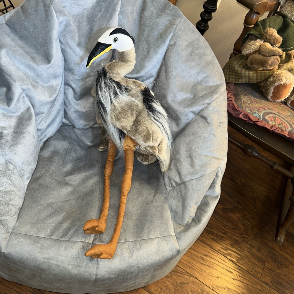 Folkmanis Great Blue Heron Hand Puppet Bird Plush Large 26" 3077 Retired EUC